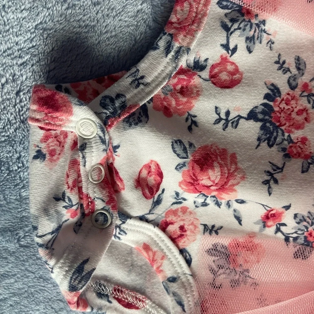 Nicole Miller Pink and Cream Floral Baby Dress